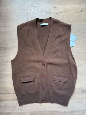 Sandro Brown Button-Front Knit Vest